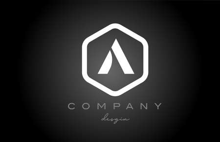A black and white hexagon alphabet letter logo icon design. Creative template for business and companyのイラスト素材