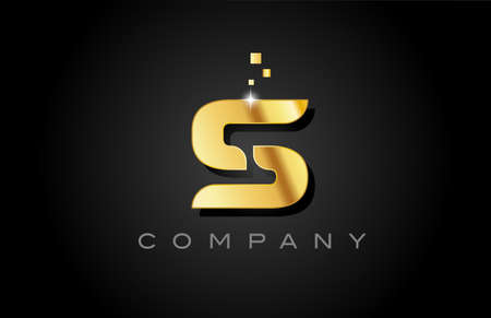 metal gold S alphabet letter logo icon design. Creative template for business with dotsのイラスト素材
