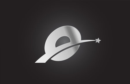 silver metal O alphabet letter logo icon with star. Creative design for company or businessのイラスト素材
