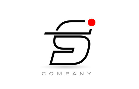 Simple S alphabet letter logo icon design with line and red dot. Creative template for business and companyのイラスト素材