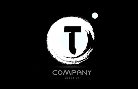 T grunge alphabet letter logo icon design with japanese style lettering in black and white. Creative template for business and companyのイラスト素材