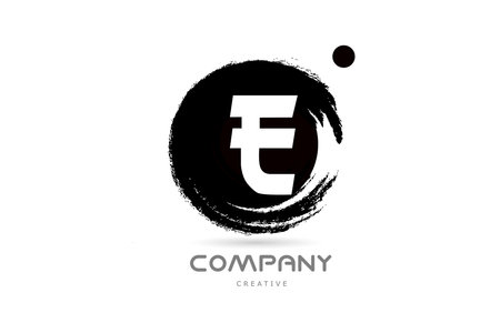 E black and white grunge alphabet letter logo icon design with japanese style lettering. Creative template for business and companyのイラスト素材