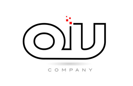 QV connected alphabet letter logo icon combination design with dots and red color. Creative template for business and companyのイラスト素材
