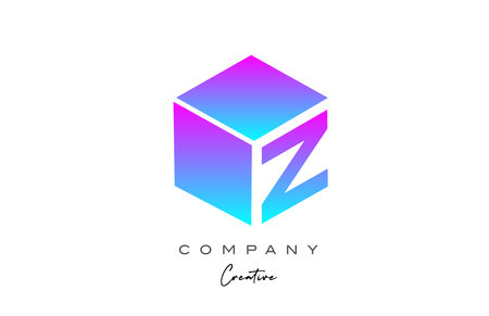 pink blue cube Z letter alphabet letter logo icon design. Creative design template for business and companyのイラスト素材
