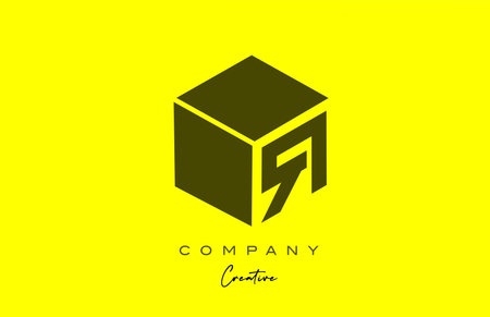 yellow black R letter alphabet letter logo icon design. Creative cube design template for business...