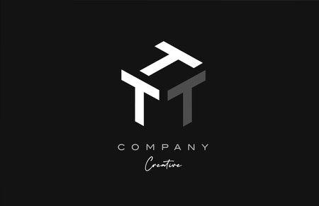 grey white T three letter alphabet letter logo icon design. Creative template for businessのイラスト素材