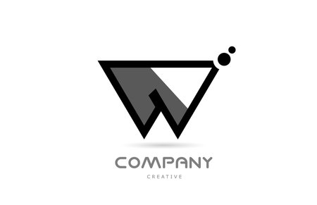 W black white geometric alphabet letter logo icon with dots. Creative template for companyのイラスト素材