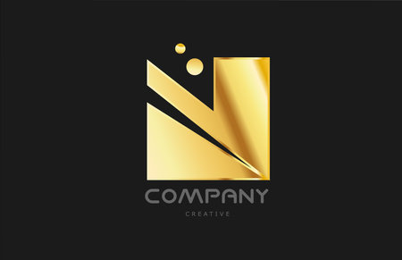 gold golden geometric N alphabet letter logo icon design. Creative template for company and business in yellow colorのイラスト素材