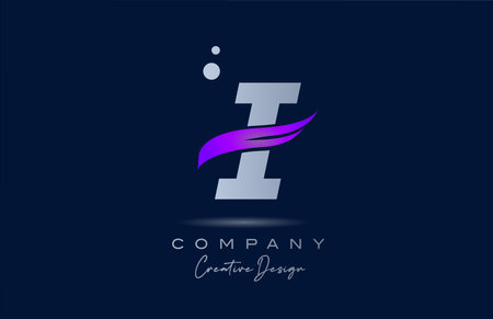 I purple alphabet letter logo icon with pink swoosh. Creative template for company and businessのイラスト素材