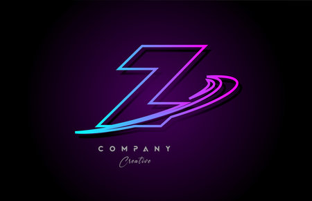 blue and pink alphabet Z letter logo icon design with swoosh. Creative template for business and companyのイラスト素材