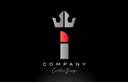 orange I alphabet letter logo icon design with king crown. Creative template for business and companyのイラスト素材