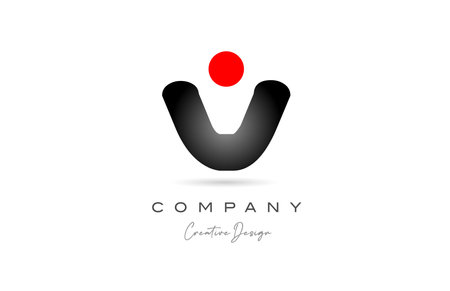 red black dot V alphabet letter logo icon design with gradient. Creative template for company and businessのイラスト素材