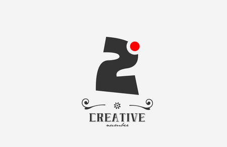 grey 2 number logo icon design with red dot. Creative template for business and companyのイラスト素材