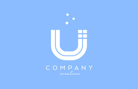 U blue white alphabet letter logo with lines and dots. Corporate creative template design for business and companyのイラスト素材