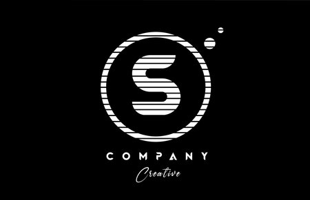 S alphabet letter logo icon design with black and white line stripe and circle. Creative template for company and businessのイラスト素材