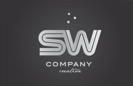 gold golden SW combination alphabet bold letter logo with dots. Joined creative template design for business and companyのイラスト素材