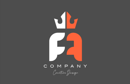 orange grey white A alphabet letter logo icon design. Creative king crown template for business and companyのイラスト素材