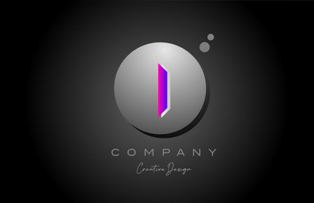 I sphere alphabet letter logo icon design with dot. Pink grey creative template for business and companyのイラスト素材