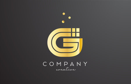 gold golden G alphabet letter logo with dots. Corporate creative template design for business and companyのイラスト素材