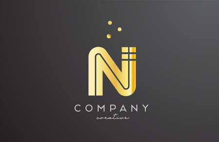 gold golden N alphabet letter logo with dots. Corporate creative template design for business and companyのイラスト素材