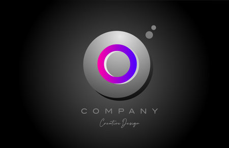 O sphere alphabet letter logo icon design with dot. Pink grey creative template for business and companyのイラスト素材