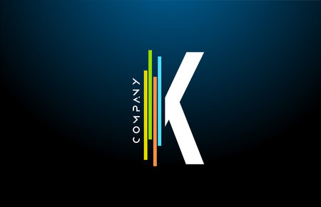 colored K alphabet letter logo icon design with line. Creative template for company  and businessのイラスト素材