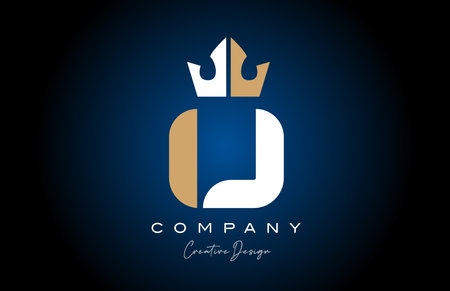 white brown U alphabet letter logo icon design with king crown. Creative template for business and companyのイラスト素材