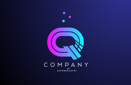 blue pink Q alphabet letter logo with dots. Corporate creative template design for company and businessのイラスト素材
