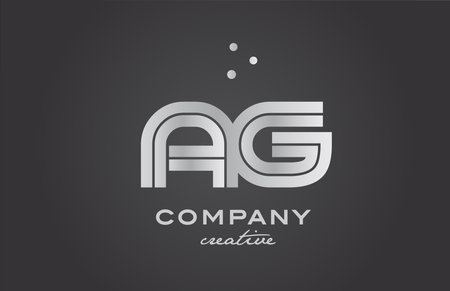 black and grey AG combination alphabet bold letter logo with dots. Joined creative template design for business and companyのイラスト素材