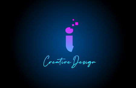 pink blue I alphabet letter logo icon design with dots. Creative template for business and companyのイラスト素材