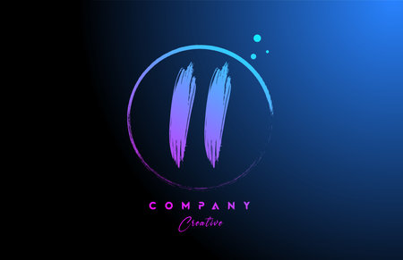 11 grunge number letter logo icon design with dots and circle. Blue pink gradient creative template for business and companyのイラスト素材