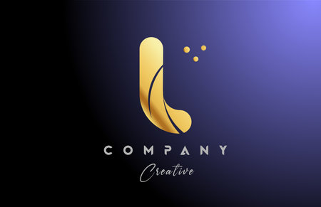 gold golden L alphabet letter logo icon design. Yellow blue color with dots. Creative template for business and companyのイラスト素材