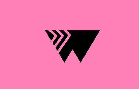 pink black W alphabet letter logo icon design with geometric lines. Creative template for business...