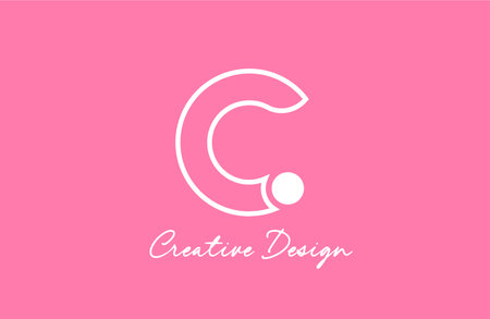 C line letter alphabet logo icon design with pink white pastel color and circle dot for business and companyのイラスト素材