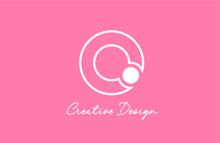 O line letter alphabet logo icon design with pink white pastel color and circle dot for business and companyのイラスト素材