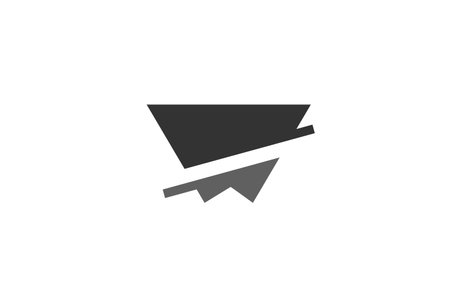 W letter alphabet logo icon in geometric grey black color with cut design for business and companyのイラスト素材