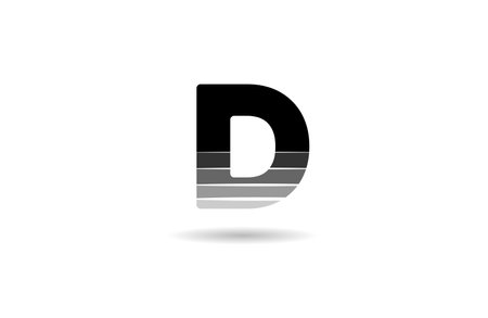 black and white D letter alphabet logo icon design with cut gradient suitable for a business or companyのイラスト素材