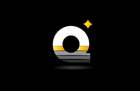 black white yellow Q corporate letter alphabet logo icon design with star gradient suitable for a business or companyのイラスト素材