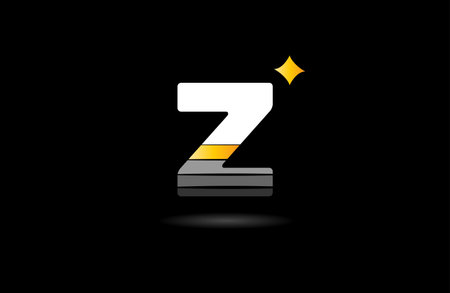 black white yellow Z corporate letter alphabet logo icon design with star gradient suitable for a business or companyのイラスト素材