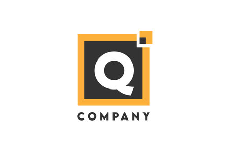 yellow black square Q corporate letter alphabet logo icon design suitable for a business or companyのイラスト素材