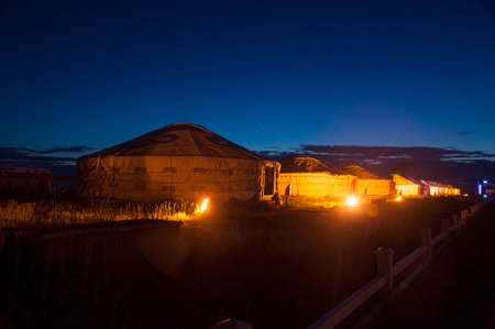 Under the yurt nightの写真素材
