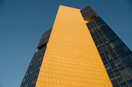 business building on sun set light in tel-aviv