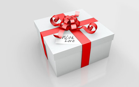 a gift on a white cardboard