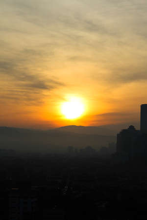 Kuala Lumpur City, Malaysia In the early morning There is light from the sun that shines through the clouds.の写真素材