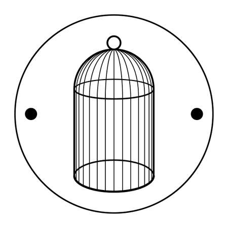 The second side of the Thaumatrop. Cage for bird. Black and white. An old animated toy of the 19th century. Victorian toy.のイラスト素材