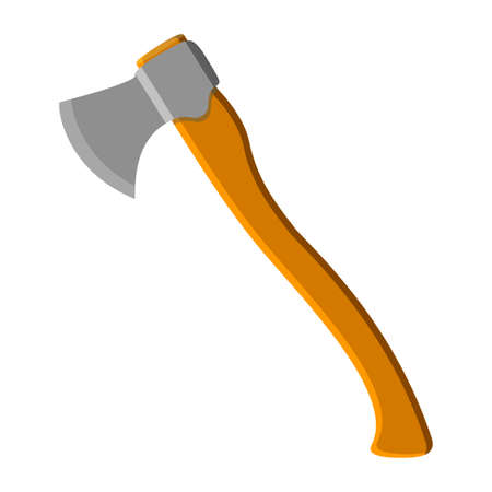 large metal ax with a yellow wooden handle. Isolated. White backgroundのイラスト素材