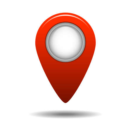 Map Pointer Icon Gps Location Symbol, Red Pin Modern, Realistic, isolated, white background, simple, realistic, shadow, glare, reflectionのイラスト素材