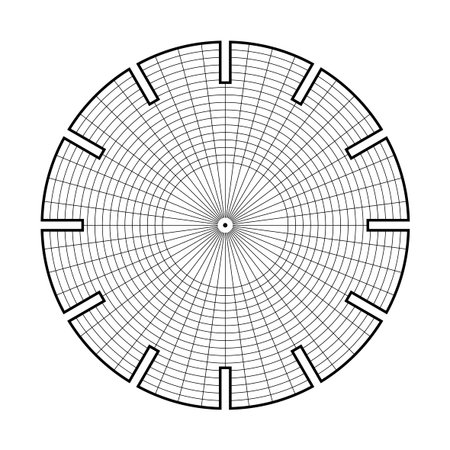 Phenakistiscope animation optical victorian toy template, Black and white drawing, Lines for drawing, template for filling, easy to draw, easy to make, Phenakistoscope illusionのイラスト素材