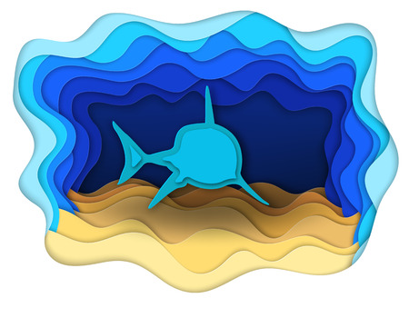 Vector illustration of a formidable shark on the huntのイラスト素材