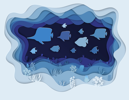 Vector illustration of a shoal of beautiful fishersのイラスト素材